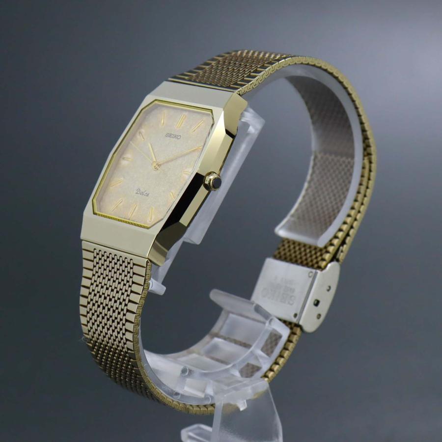 JA-3049| セイコー ドルチェ 7731-5180 14K/SS スクエア 和紙金模様