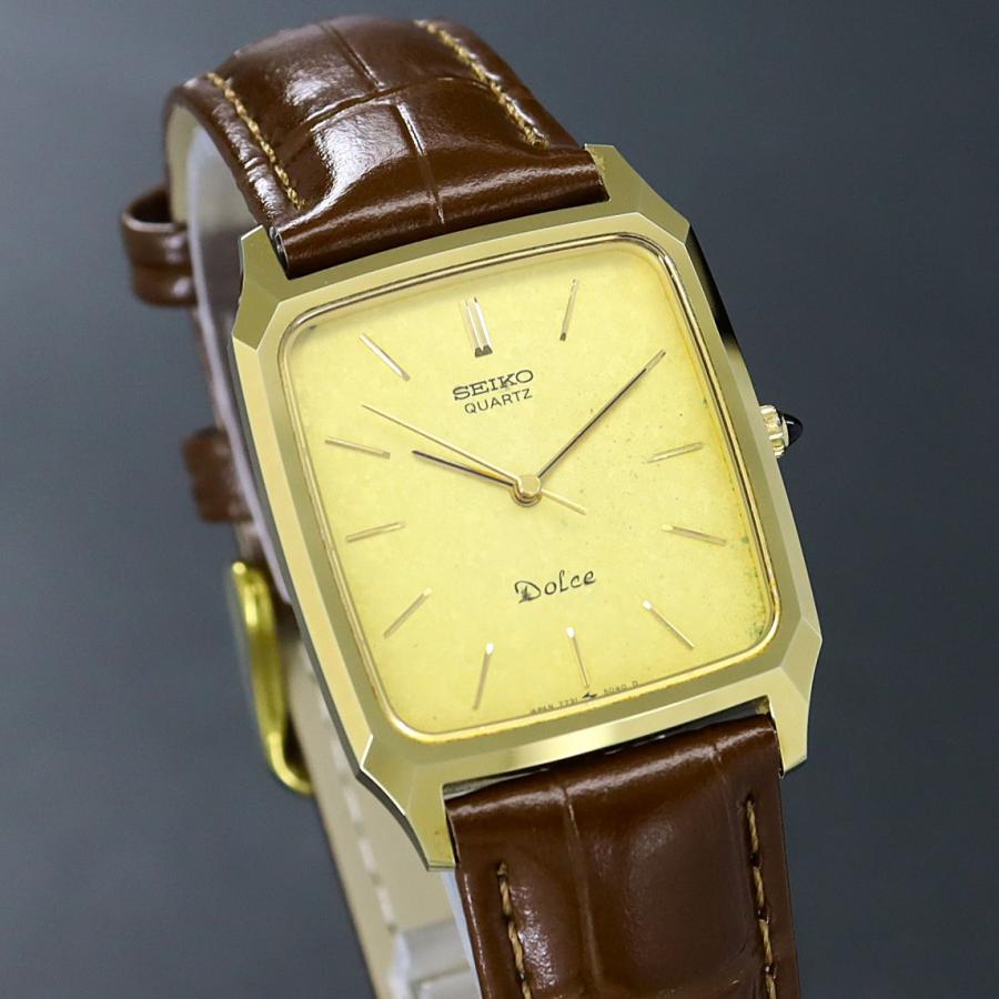 稼働 セイコー ドルチェ QZ ゴールド文字盤 本体のみ 7731-5040 メンズ