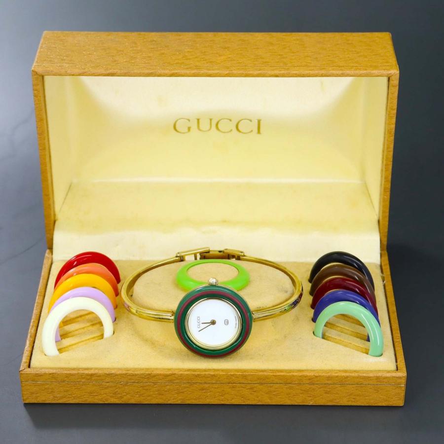 ◆【稼働品】GUCCI チェンジベゼル 腕時計 1100-L 外箱付き 現状品◆ GUCCI 【稼働】グッチ 1100-L チェンジベゼル クォーツ 新電池