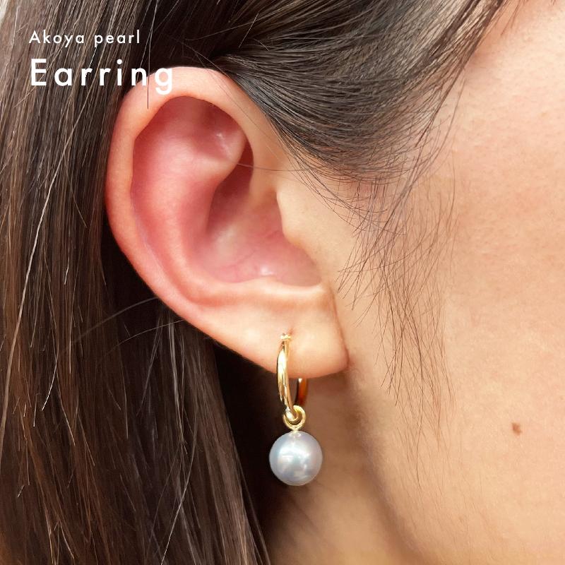 送料無料 ☆ フープパールピアス 】9mm - 9.5mm ナチュラル ナチュラル