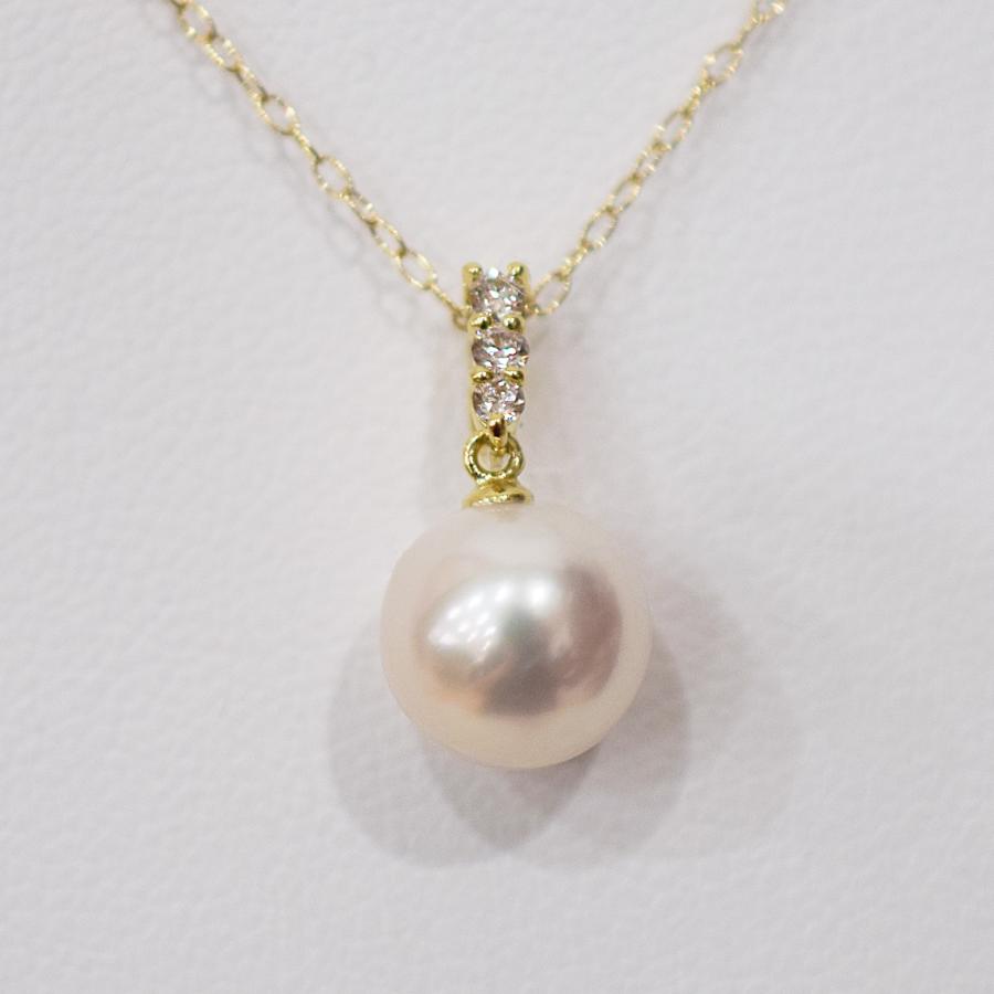 【 上品な1粒ペンダントネックレス】 8mm - 8.5mm 0.06ct ホワイトピンク ペンダント ダイヤモンド付 あこや真珠 1粒 ペンダント ネックレスの画像