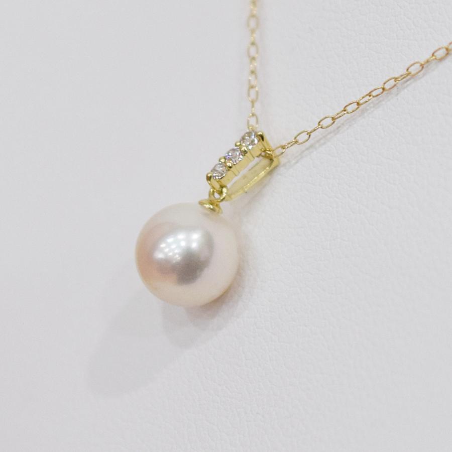 【 上品な1粒ペンダントネックレス】 8mm - 8.5mm 0.06ct ホワイトピンク ペンダント ダイヤモンド付 あこや真珠 1粒 ペンダント ネックレスの画像