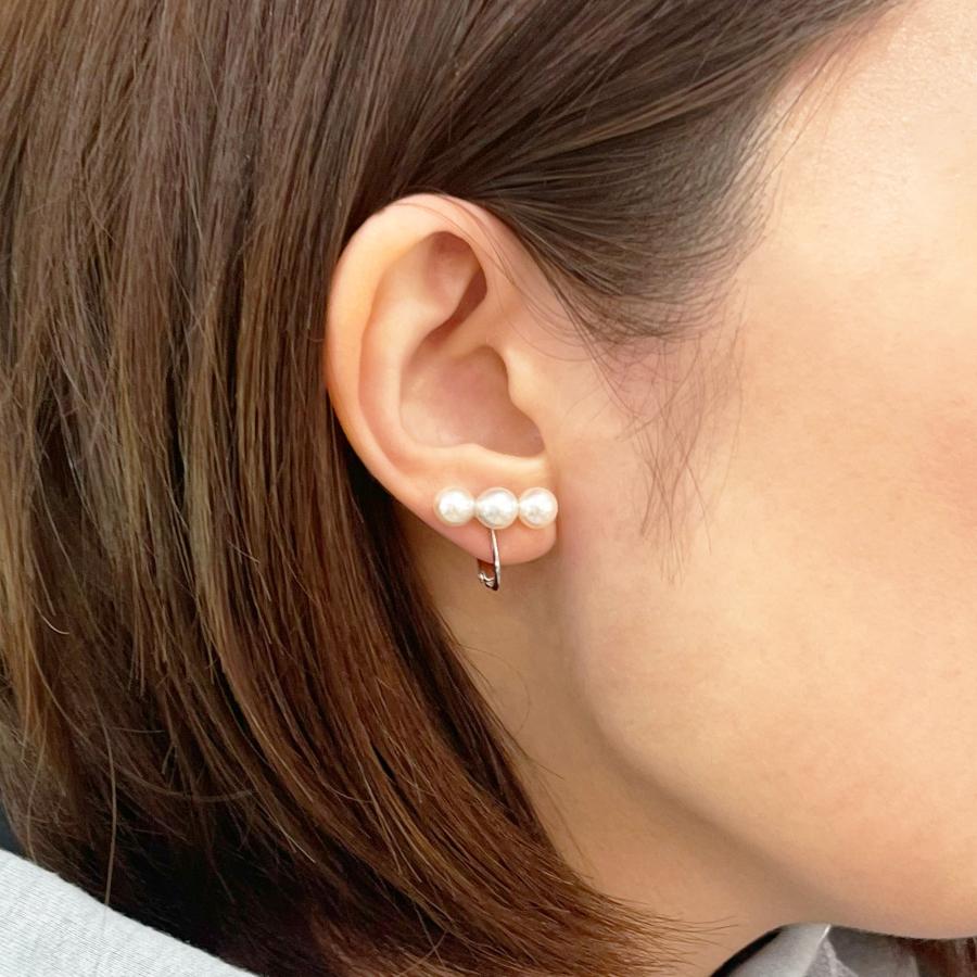 ［pearl596］ 6mm - 6.5mm ホワイトピンク 3連 イヤリング あこや真珠 本真珠 熊本 天草 真珠_4