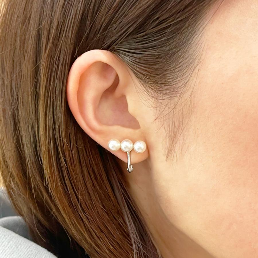 ［pearl596］ 6mm - 6.5mm ホワイトピンク 3連 イヤリング あこや真珠 本真珠 熊本 天草 真珠_5