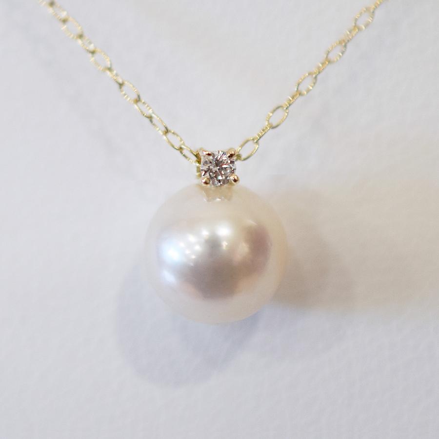 ［pearl600］ 8mm - 8.5mm ホワイトピンク ペンダント ネックレス 4月 誕生石 ダイヤモンド あこや真珠の画像