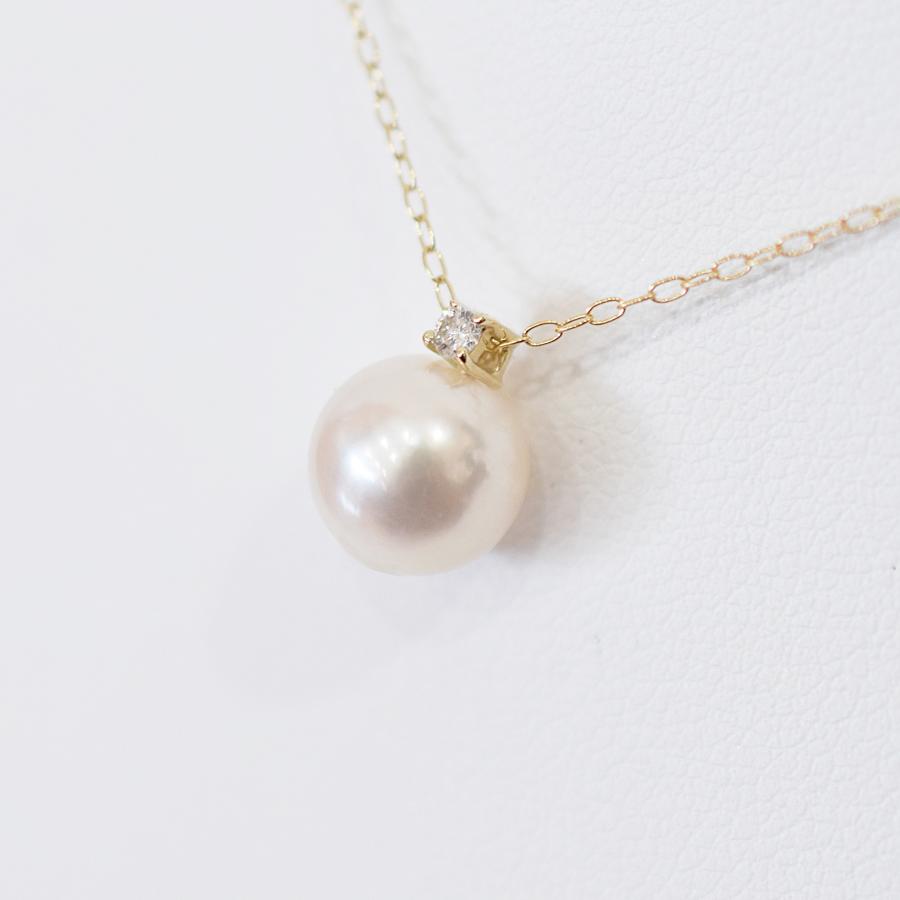 ［pearl600］ 8mm - 8.5mm ホワイトピンク ペンダント ネックレス 4月 誕生石 ダイヤモンド あこや真珠の画像