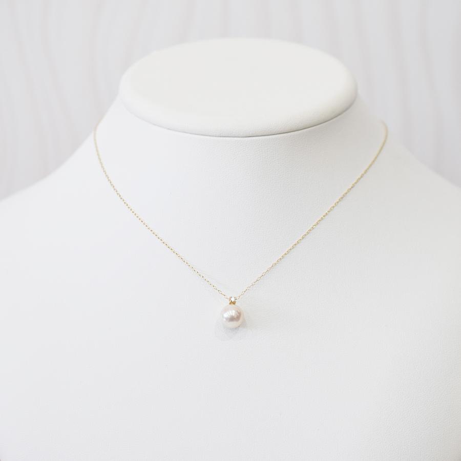 ［pearl600］ 8mm - 8.5mm ホワイトピンク ペンダント ネックレス 4月 誕生石 ダイヤモンド あこや真珠の画像