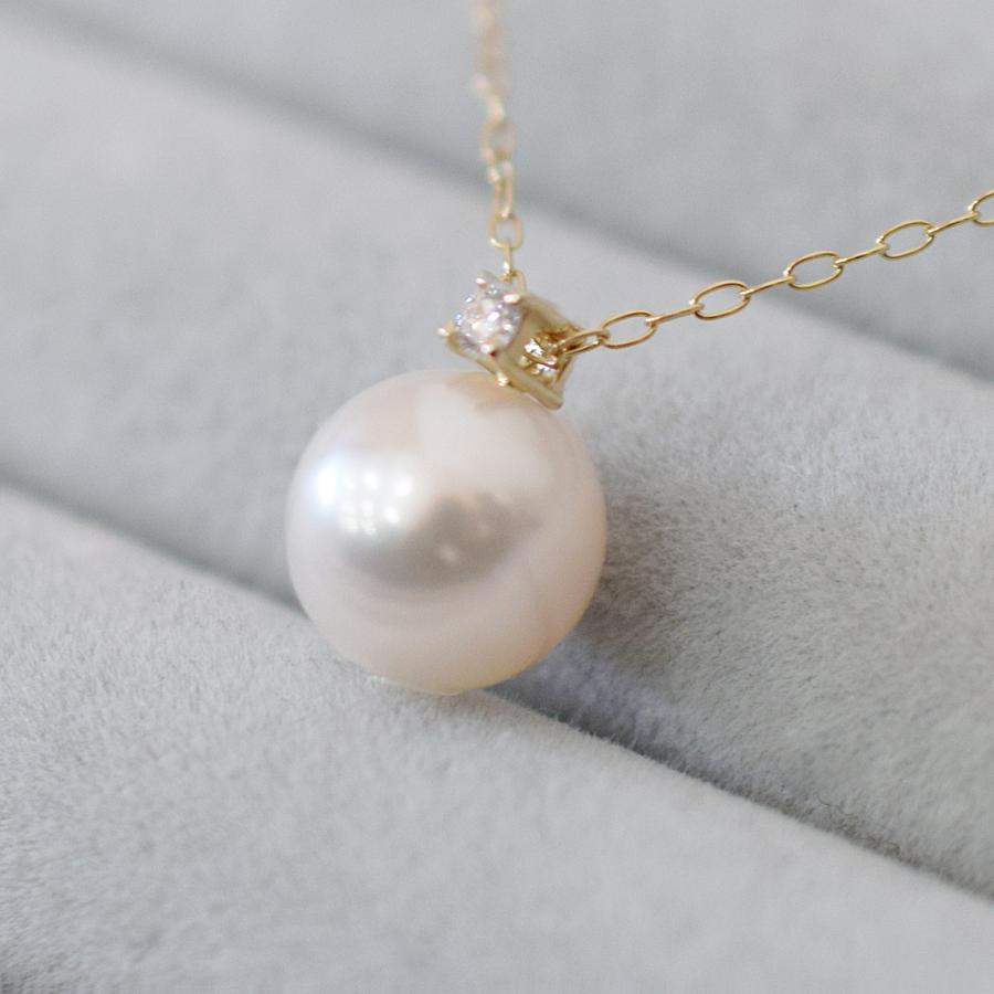 ［pearl600］ 8mm - 8.5mm ホワイトピンク ペンダント ネックレス 4月 誕生石 ダイヤモンド あこや真珠の画像