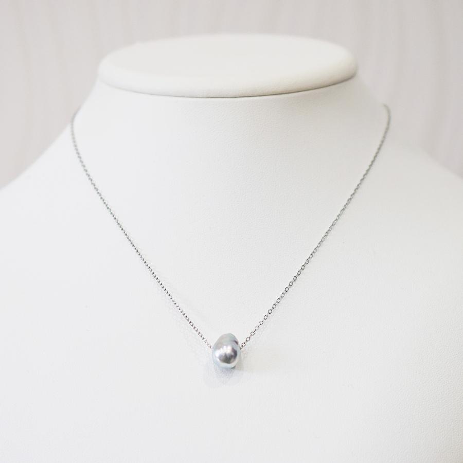 pg141_1］あこや真珠 11mm 大珠 バロックパール スルーネックレス