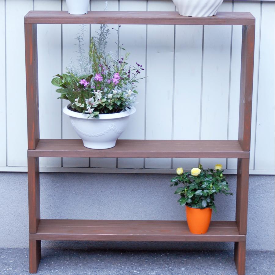 ウェルカムウッド WSF903 フラワースタンド 木製 3段 幅90cm 花台