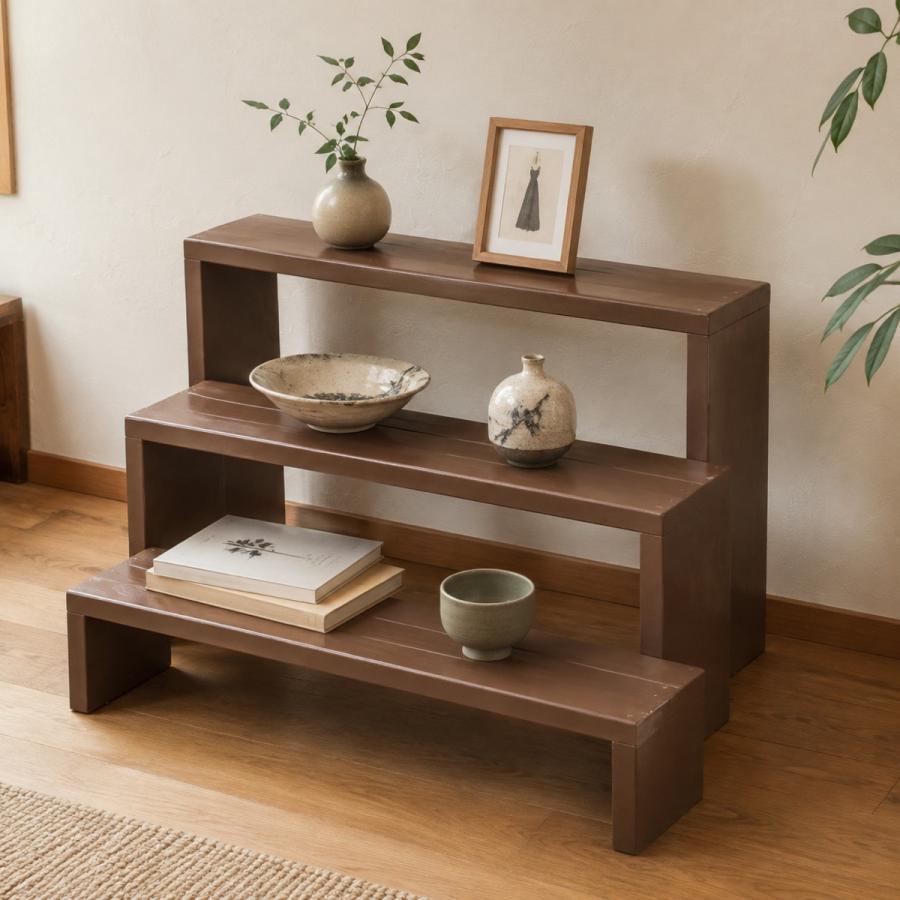 完成品・日本製】WelcomeWood 木製花台 WSF903 90×18cm 高さ違い18・36