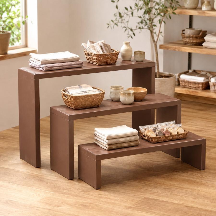 完成品・日本製】WelcomeWood 木製花台 WSF903 90×18cm 高さ違い18・36
