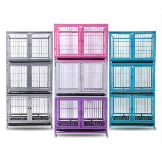 ペットゲージ 大型2段 ペットホテル/ショップ/クリニック向け Welina 犬小屋ケージ 多頭管理に 省スペースでしっかり区分け 業務用にもの画像