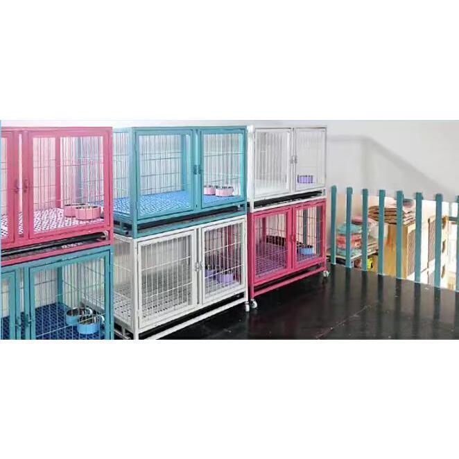 ペットゲージ 大型2段 ペットホテル/ショップ/クリニック向け Welina 犬小屋ケージ 多頭管理に 省スペースでしっかり区分け 業務用にもの画像