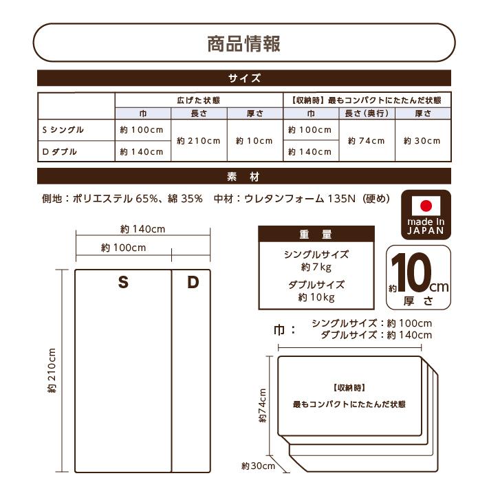 ソファベッド 折りたたみ シングル 4way 厚さ10センチ 硬め 日本製
