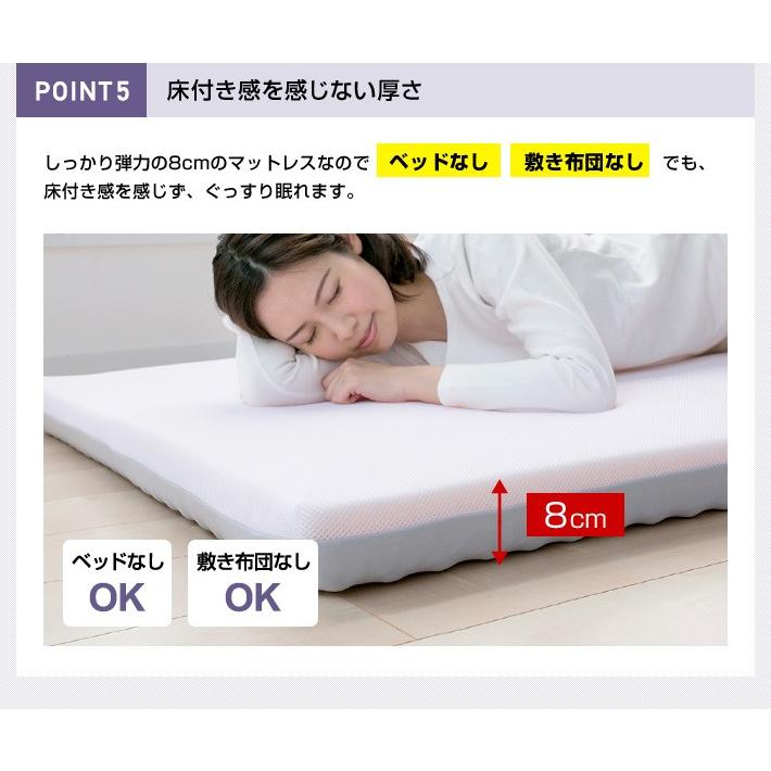 マットレス シングル 高反発マットレス 洗えるカバー 厚さ 8cm 145N