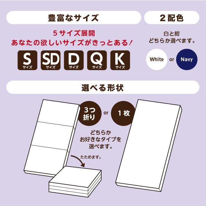 マットレス クイーン 三つ折り or 1枚 高反発マットレス 折りたたみ 折り目なし 厚さ10センチ 10cm ネイビー ホワイト 《MSグランデQ》｜well808｜03