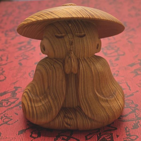 屋久杉 『お願い笠地蔵』 願王尊 置物 屋久杉認定シール付 郡山康則作 屋久島 開運 風水 ご利益 日本製 縁起物 ギフト |  | 02