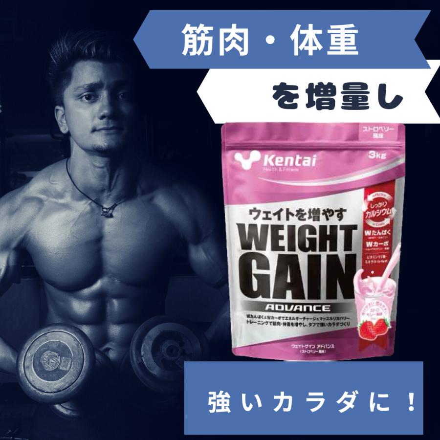 【Kentai】ウェイトゲイン アドバンス ストロベリー風味 ３kg （送料無料）｜wellfarm｜03