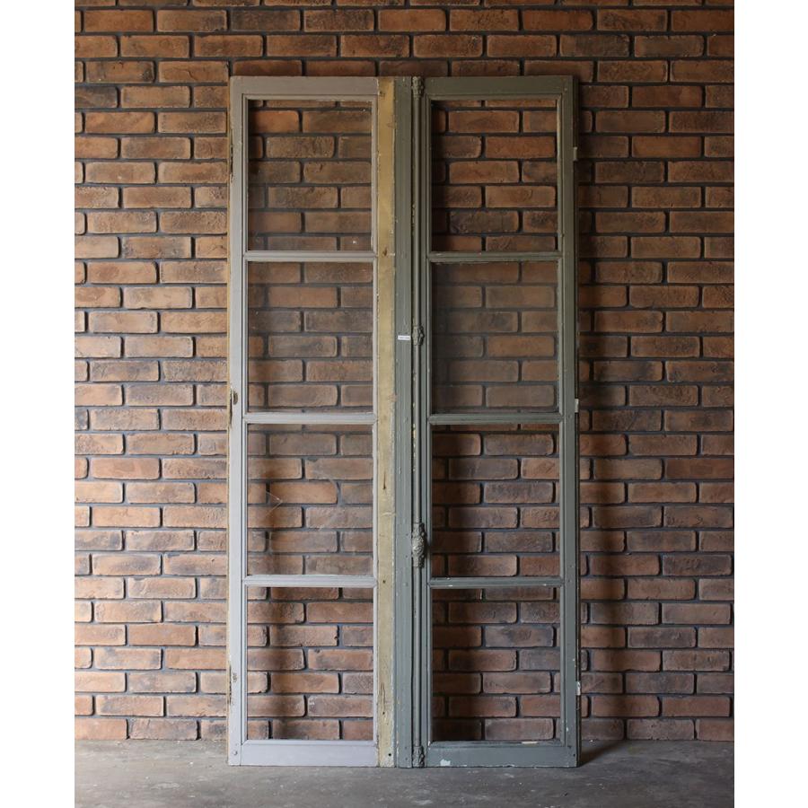 フランスアンティーク鉄の窓枠2台店舗什器シャビーシック