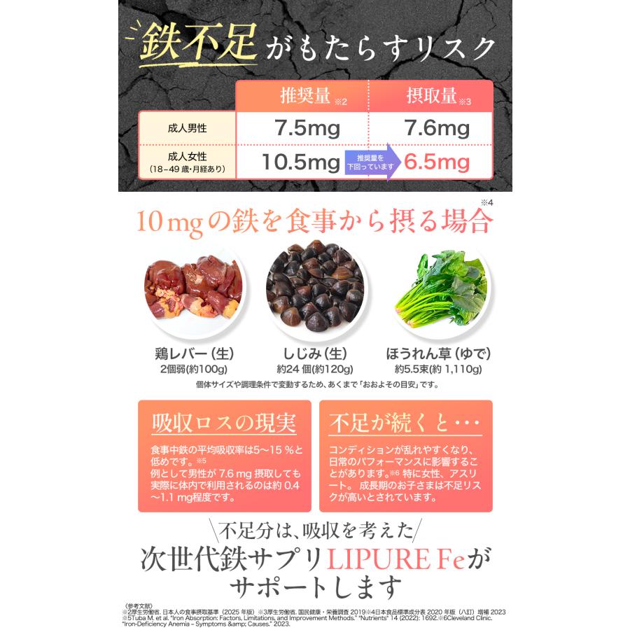 鉄 サプリ 【日本初・医師監修】 リポソーム鉄 10mg 葉酸 ビタミンB12