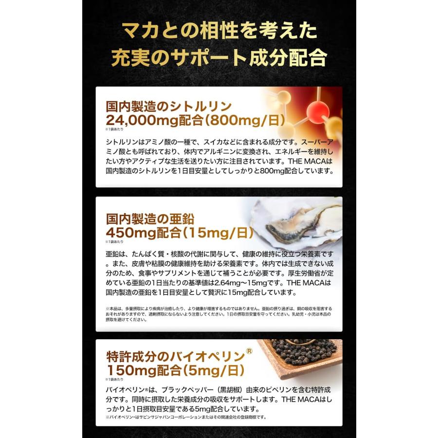 日本初・日本唯一/医師監修】350倍濃縮 マカ サプリ 亜鉛 シトルリン
