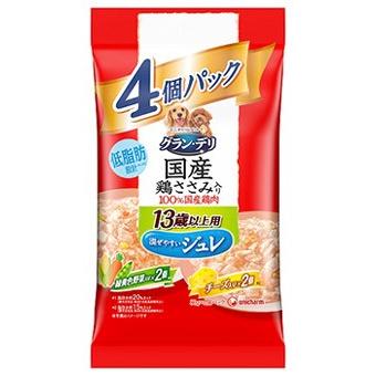 グラン・デリ　銀のさら　パウチ　ジュレ　13歳以上用　バラエティ　緑黄色野菜入り　緑黄色野菜・チーズ入り　(80g×4個)　ドッグフード | unicharm