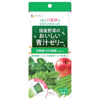 ファイン 国産野菜のおいしい青汁ゼリー りんご風味 (15g×7本) 大麦若葉 ケール 明日葉　※軽減税率対象商品｜wellness-web