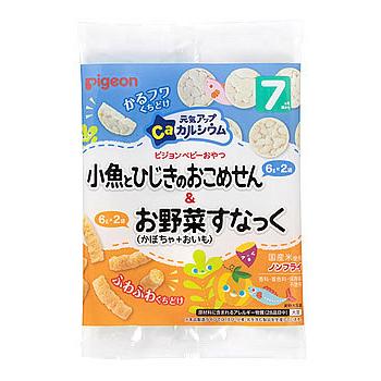 ピジョン 元気アップCa 小魚とひじきのおこめせん＆お野菜すなっく かぼちゃ+おいも (24g) ベビーおやつ　※軽減税率対象商品｜wellness-web