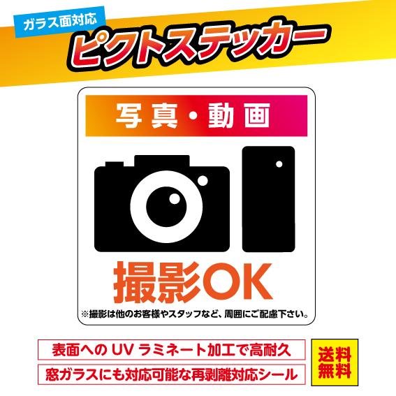 ステッカー ガラス シール ピクト 撮影OK 撮影禁止 窓貼 ウィンドウ