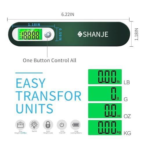 SHANJE荷物 旅行はかり LCC用 デジタル はかり 計量 器 最大50kgまで量れる 携帯式デジタル スケール ステンレス仕上げ 吊り下げ式ラゲッジチェッカ｜wellvy-mall｜05