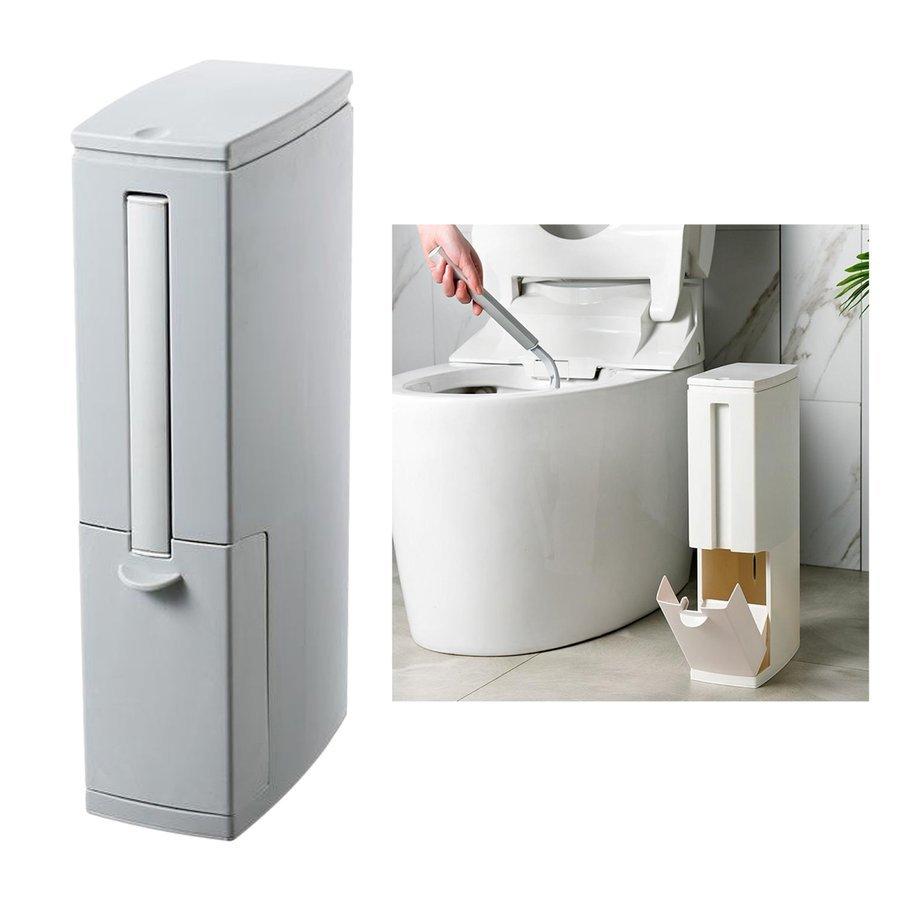 トイレの狭いゴミ箱は.バスルームグレーのゴミ箱をブラシでセットできます 最新最全の