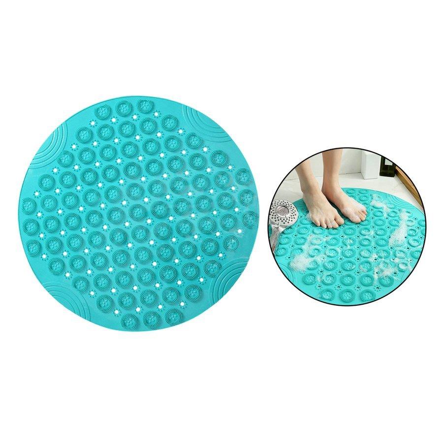 人気新品 入浴用品 送料無料 排水口付きラウンドバスルームシャワーマットフットスクラバーマッサージバスマットシアン Www Threeriversofs Com