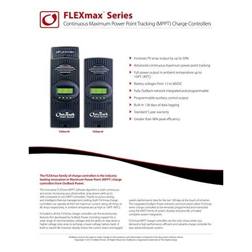 新作情報 OutBack Power FM 60-150 VDC FLEXMax 60充電コントローラ