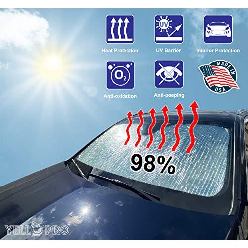 鉄道運行 YelloPro Custom Fit Automotive Reflective Front Windshield Sunshade Accessories UV Reflector Sun Protection for 2015 2016 2017 2018 2019 2020 202