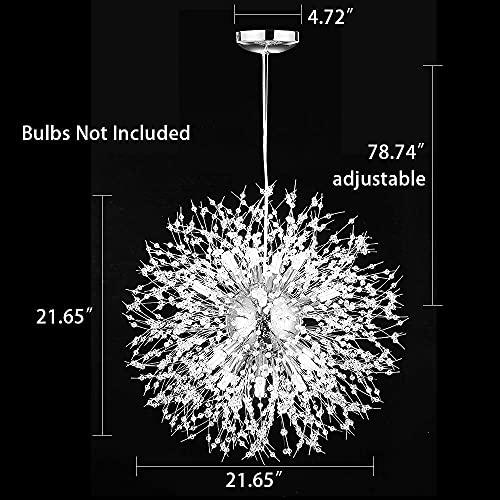 安い特売 ヤシンセタンポポのクリスタルシャンデリア、16ライトクロームモダン丸型花火ペンダント照明、玉掛けシャンデリアダイニングルーム用照明器具寝室リビングキ