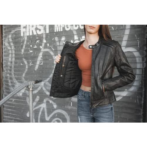 日本セール商品 First Mfg Co-Trickster-Ladies Motorcycle Leather Jacket|モトビンテージレザージャケット女性用