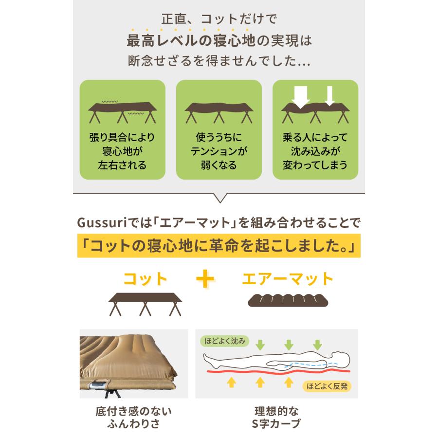 DOEARTH エアーマットコットGussuri コット 「ワンタッチ60秒で自動