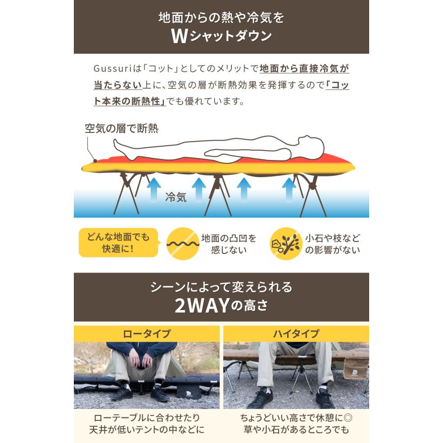 DOEARTH エアーマットコットGussuri コット 「ワンタッチ60秒で自動