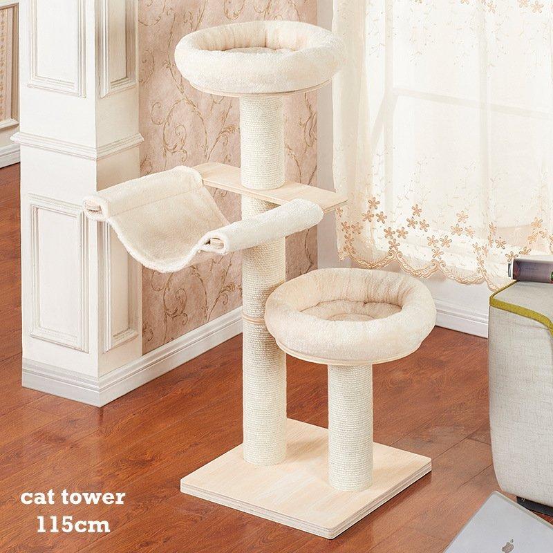 キャットタワー 据え置きタイプ 爪とぎ ハンモック付き 多頭飼い 猫タワー 据置きタイプ ウッドテイスト おしゃれ 猫用 つめとぎ ペット 土台付き