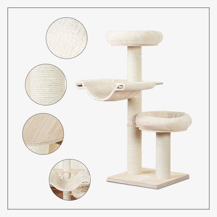 キャットタワー 据え置きタイプ 爪とぎ ハンモック付き 多頭飼い 猫タワー 据置きタイプ ウッドテイスト おしゃれ 猫用 つめとぎ ペット 土台付き 