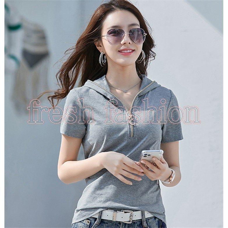Tシャツ レディース 半袖 安い おしゃれ 韓国風 夏 スポーツ 無地 トップス 半袖tシャツ カットソー パーカー 40代 きれいめ カジュアル 大きいサイズ 着痩せ 史上一番安い