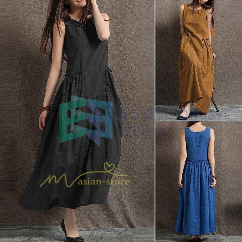 魅力的な ワンピース レディース 夏 ロングワンピース ノースリーブ マキシワンピース 無地 森ガール ナチュラル服 エレガント 30代 40代 50代 キャミソール お出かけ ワンピース サイズ L Www We Job Com