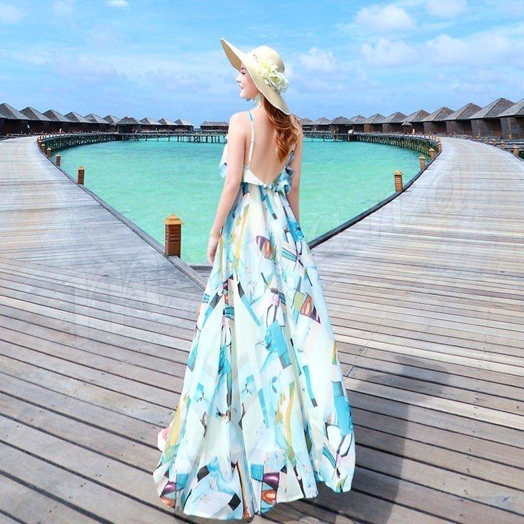リゾートにも最適のマキシワンピ マキシワンピ 夏ワンピ 夏ワンピース 花柄 リゾートワンピース マキシワンピース マキシ ワンピ マキシ丈 ｖネック 注文割引