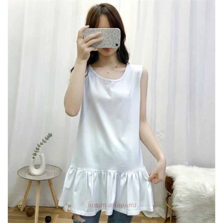 タンクトップ レディース キャミソール 重ね着風 インナー ロング 白 レイヤード キャミタンク ｔシャツ ルームウェア ホットセール