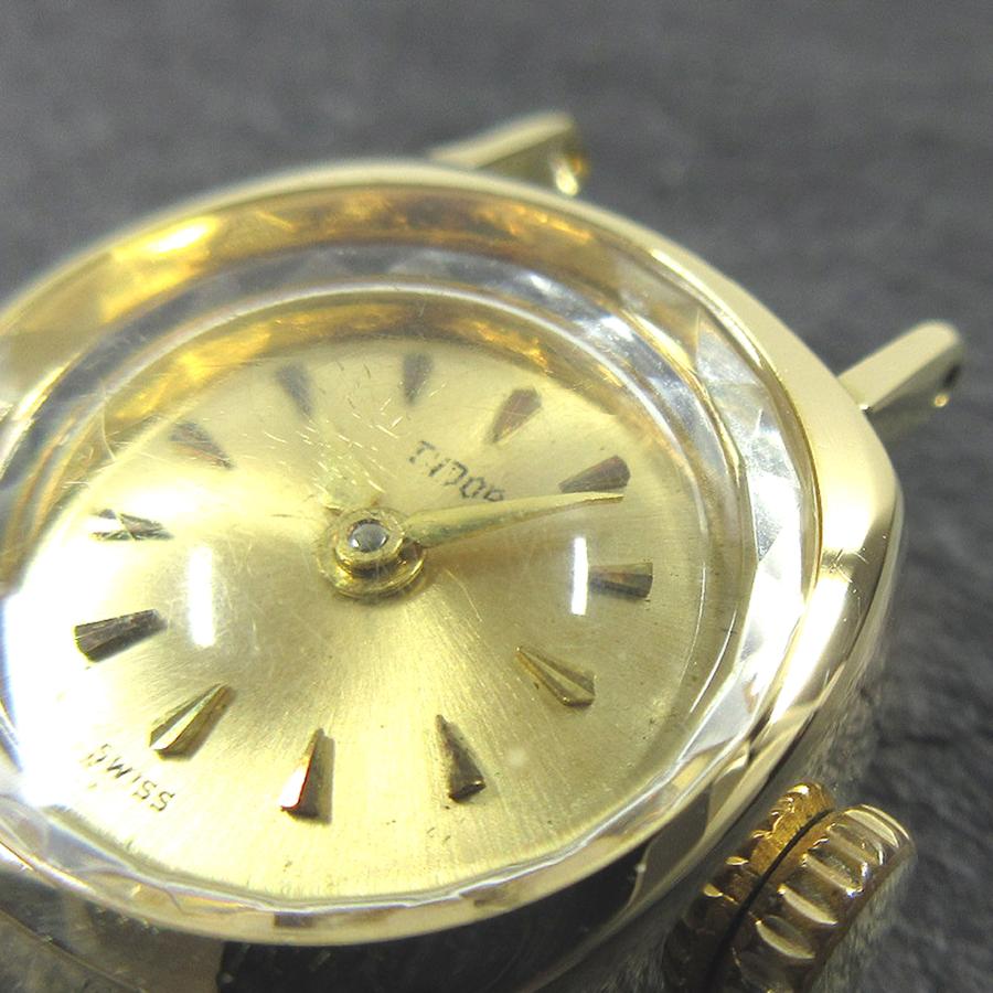チュードル 1967年 ヴィンテージ シャンパン文字盤 16mm クッションケース レディース 手巻 時計 K18YG A55の画像