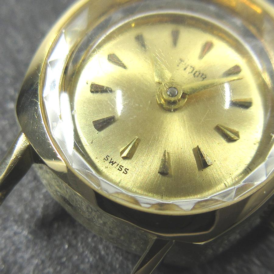 チュードル 1967年 ヴィンテージ シャンパン文字盤 16mm クッションケース レディース 手巻 時計 K18YG A55の画像