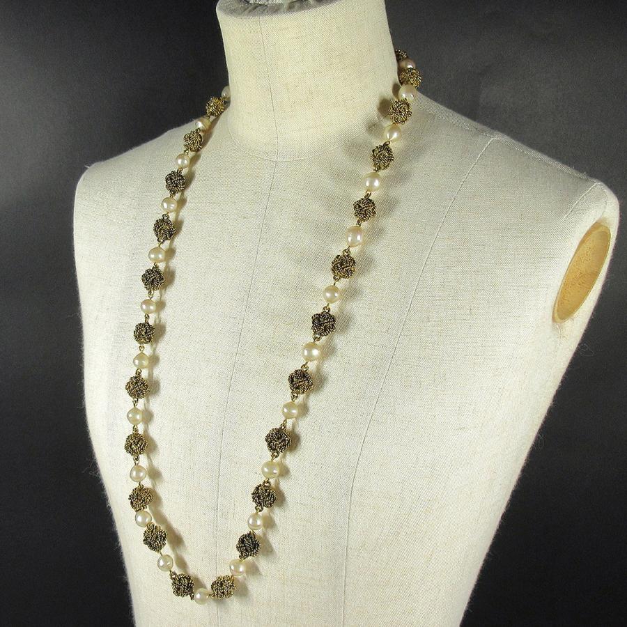 CHANEL フェイクパール　ヴィンテージ　ロングネックレス 99A 美品 CHANEL シャネル 1980年代 ヴィンテージ フェイクパール&ロープ