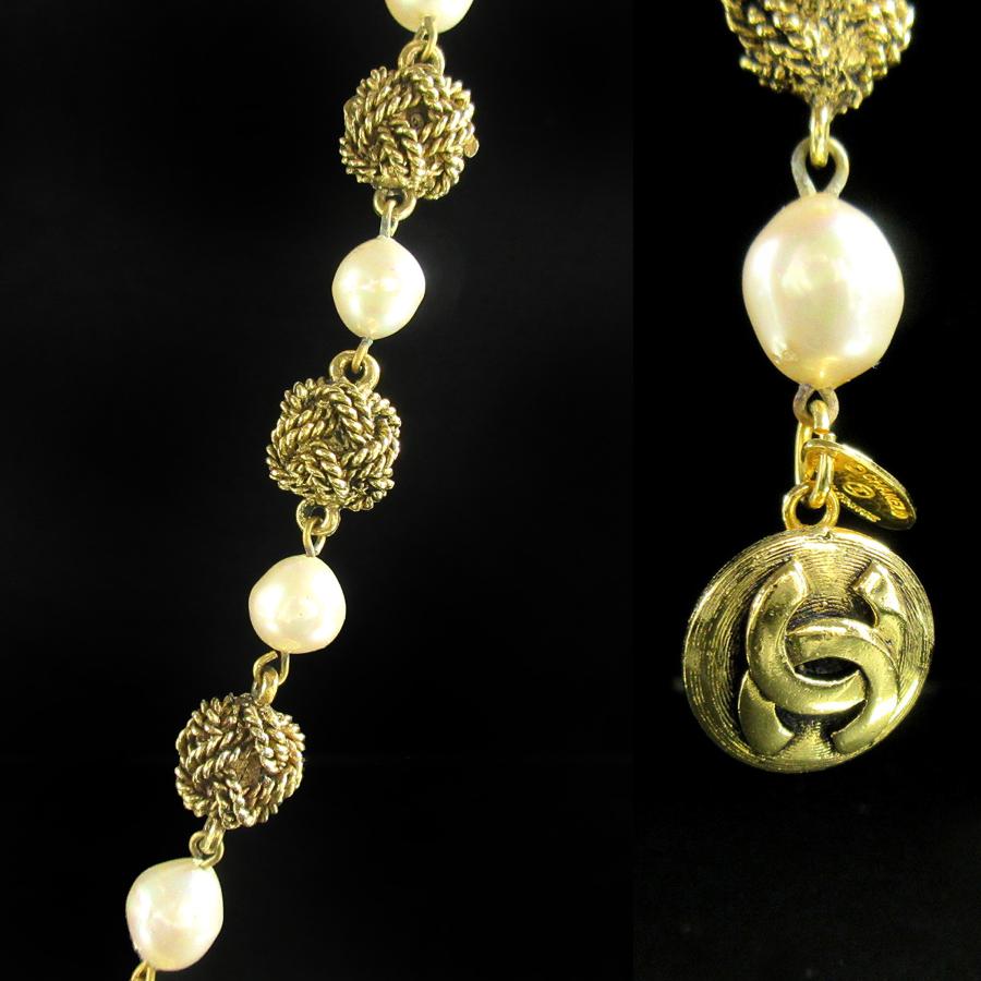 □CHANEL シャネル ヴィンテージ フェイクパール ロングネックレス 中古・古着通販】CHANEL (シャネル) ヴィンテージロング
