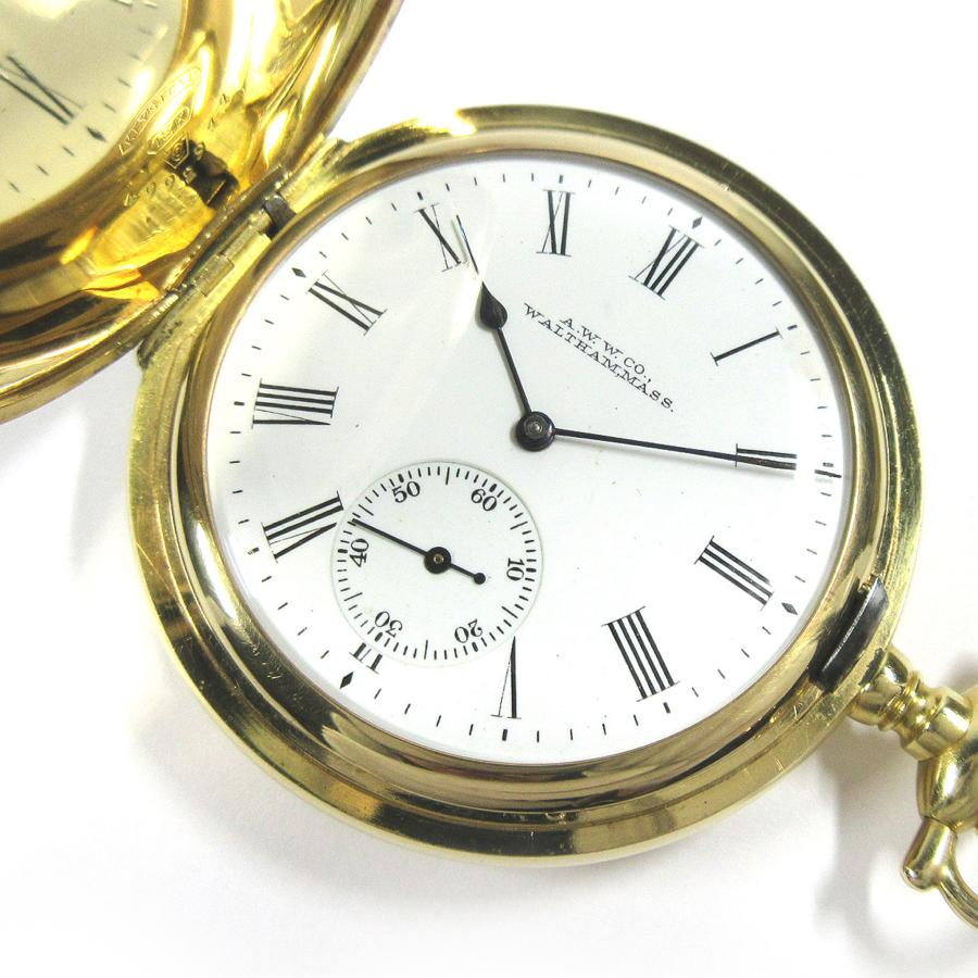 【稼働品】ウォルサムWALTHAM 1920年 懐中時計 富士サックケース付き WALTHAM（ウォルサム） 1904年 アンティーク ホワイトポーセリン キー